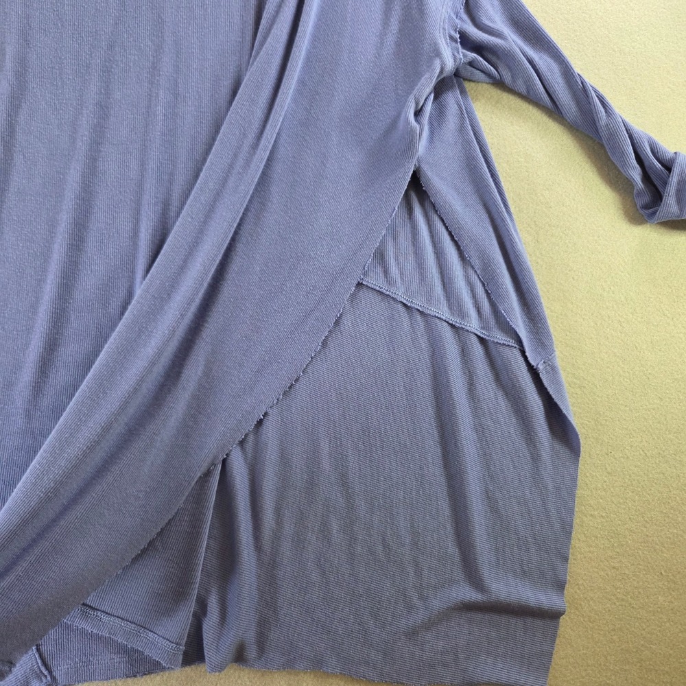 We The Free People Periwinkle Purple Ribbed Asymmetrical Tunic Top Yoga Lounge M - Picture 3 of 6